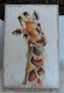 lot 102 image: Fossil rim wildlife center canvas painted giraffe