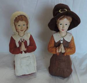 lot 107 image: Two pilgrim figures about 11 inch tall
