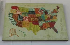 lot 110 image: USA map canvas 3 ft long 2 ft tall