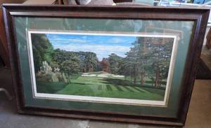 lot 114 image: Large golf picture 7th hole Augusta golf club pampas grass 49 inches long 31 inches tall