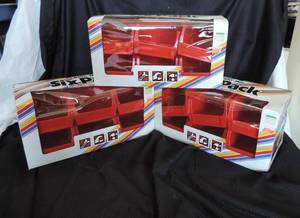 lot 128 image: Three six pack storage bins to hang or stack