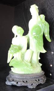 lot 103 image: Chinese Resin Statues (2), Geisha with Dragon and Man & Woman Couple