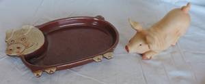 lot 180 image: Pig butter dish  pig figurine