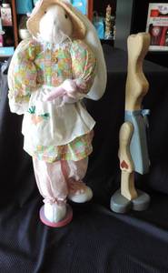 lot 205 image: Bunny lot  of two one wood other plushie