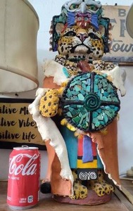 lot 41 image: spirit leopard with Babys symbolize strength, stealth this one is about   19 inches tall and is heavy about 25lbs probably more