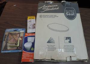 lot 307 image: toilet seat  toilet seat lock  door lock and something to make a neat knot on your curtain