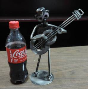 lot 381 image: Nuts & Bolts Metal Bass Guitar Player Sculpture Folk Art Welded