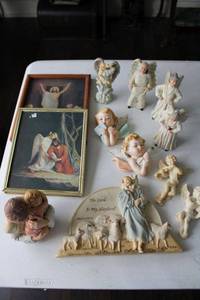 lot 29 image: Angels and Jesus figurines