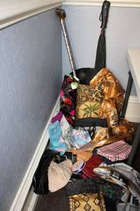 lot 37 image: Coin purses, scarfs, umbrella and walking cane