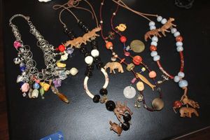 lot 64 image: Jewelry Necklaces - several glass and ceramic beads, see photos