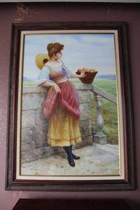 lot 98 image: Wall art Framed canvas art  Approx. 31x43, signed A. Player