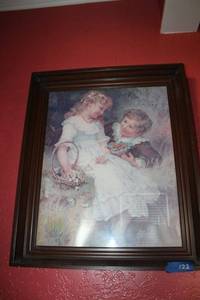 lot 122 image: Wall art vintage boy and girl framed print