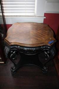 lot 144 image: Heavy side table, solid wood base