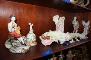 lot 154 image: Home dcor Capodimonte figurine and bell, Seraphim Classics angels (need attention, some pieces included), and more