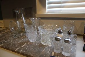 lot 205 image: Clear glass and crystal serving dishes