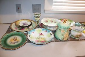 lot 182 image: Kitchen roses and grapes design plates and dishes