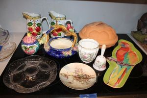 lot 202 image: Kitchen Romertopf onion baker, fruit design dishes, and more
