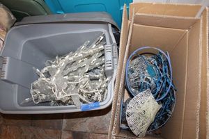 lot 216 image: Christmas icicle lights and wire peacock