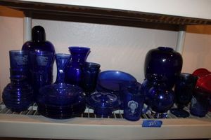 lot 225 image: Cobalt Blue glass lot