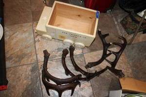 lot 264 image: Lions club wooden truck with faux antlers