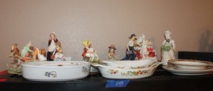 lot 248 image: Flower pattern dishware, figurines and music boxes, includes GOEBEL and Medics of Valor