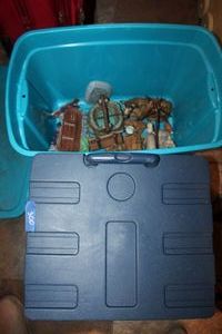 lot 300 image: Office Depot cart and Misc. figurines