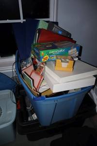 lot 342 image: Office supplies, binders and Misc. housewares