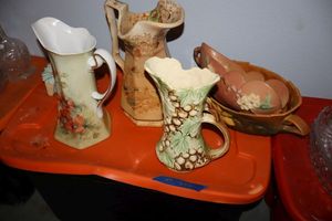 lot 345 image: Pottery bowls and ceramic pitchers