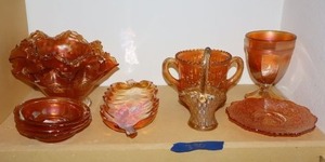 lot 380 image: Orange carnival glass