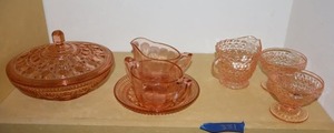 lot 381 image: Pink depression glass