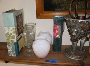lot 308 image: Misc. lot with lion pedestal plant stand
