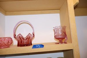lot 313 image: Purple glassware with glass basket