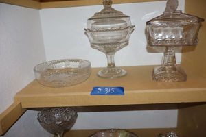 lot 315 image: Clear glass compotes and crystal bowl