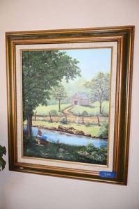 lot 320 image: Wall art boy fishing in the river as shown