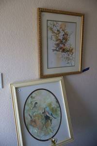lot 327 image: Wall art 2 bird prints