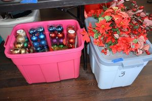 lot 438 image: Christmas flowers and glass ornaments