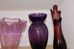 lot 376 image: Purple glass vases