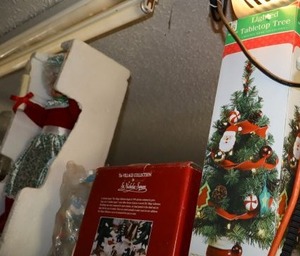 lot 623 image: Lighted tabletop tree, St. Nicholas Square village, Ceramic church
