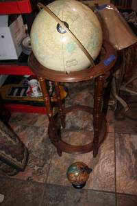 lot 272 image: Vintage globe stand and small desk globe