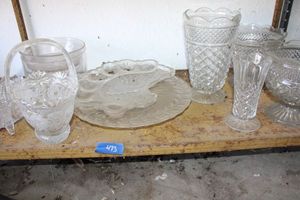 lot 473 image: Lead Crystal and clear glass dishware, includes glass basket