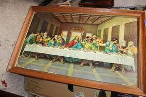 lot 500 image: Framed print of The Lords Supper as shown
