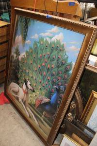 lot 579 image: Wall art Large framed Peacock print