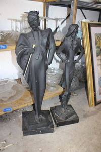 lot 590 image: Black metal statues - 2 total