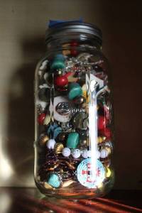 lot 72 image: Jar of button covers and Misc. jewelry