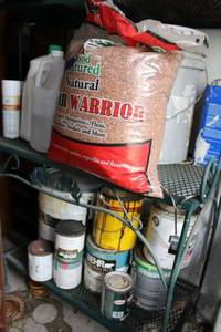 lot 550 image: Cedar Warrior mulch, Paint cans as shown