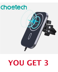 lot 18 image: Lot Of 3 New - Choetech MagLeap Magnetic Wireless Car Chargers, T200-F - In Condition As Shown - (READ)