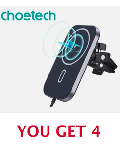 lot 19 image: Lot Of 4 New - Choetech MagLeap Magnetic Wireless Car Chargers, T200-F - In Condition As Shown - (READ)