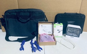 lot 31 image: Lot Of 8 - Electronic Items, Laptop Bag, Tablet Case, (4) Micro Cables, Bug Zapper & Dell Wireless Antenna - In Condition As Shown