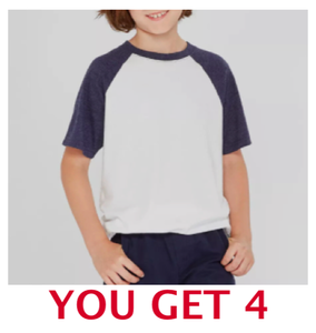 lot 116 image: Lot Of 4 - New Cat & Jack Boys BlueWhite Short Sleeve Baseball Favorite T-Shirt 12-14 Large - As Shown