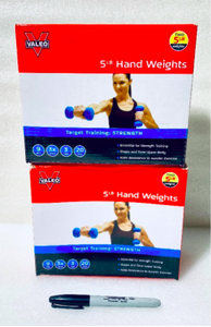 lot 113 image: Lot Of 2 New - Valeo 5-Pound Pair Neoprene Blue Hand Weight Dumbbells For Fitness Training, (Four 5 lb. Weights Total) - As Shown - $$